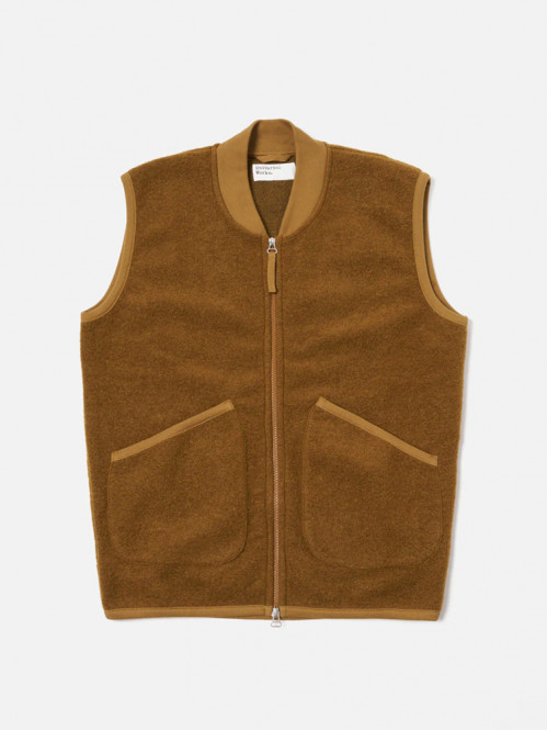 Zip waistcoat wool fleece mustard 