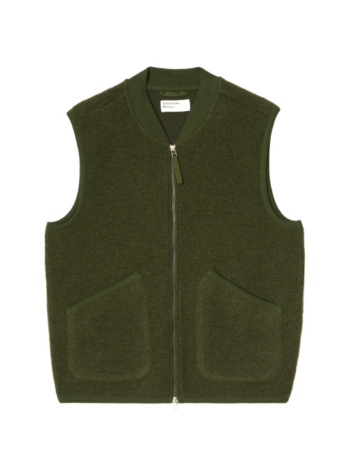 Zip waistcoat wool fleece olive 