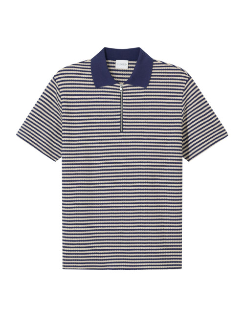 Zipped knit polo dark night 