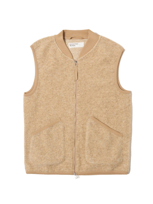 Zip waistcoat wool fleece fawn 