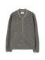 Zip bomber wool fleece jacket grey marl 