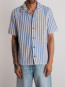 Striped knit poloshirt pure wedgewood 