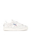 Medalist low patent flower sneaker white 