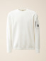Chenille cotton crew neck knit gauze white 