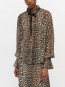 Chiffon tie string shirt leopard 