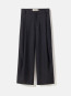 Cropped melange wide-pleat pants black mel M