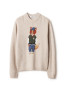Dressed fox intarsia wool knit moon beige 