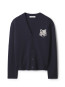 Fox head intarsia merino cardigan navy lt grey gy 