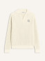 Fox head ribbed polo jumper sandshell 