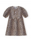 Printed cotton tie mini dress leopard 