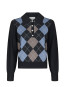 Julina check knit blouse navy 