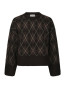 Kick check knit blouse dark brown 
