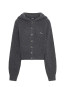 Knit boxy hoodie gray pinstripe 