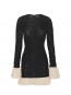 Mini ruched ls dress black comb M