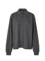 Pique longsleeve polo gray pinstripe 