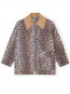 Printed canvas midi jacket almond 