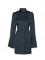 Satin tie shirt dress black 