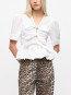 Washed stretch tie strap blouse white 