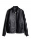 Zip up faux l jacket black 