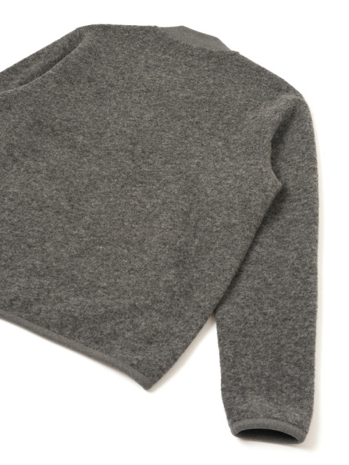 Zip bomber wool fleece jacket grey marl 
