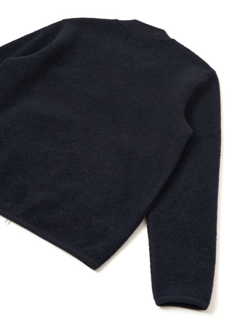 Zip bomber wool fleece jacket navy 