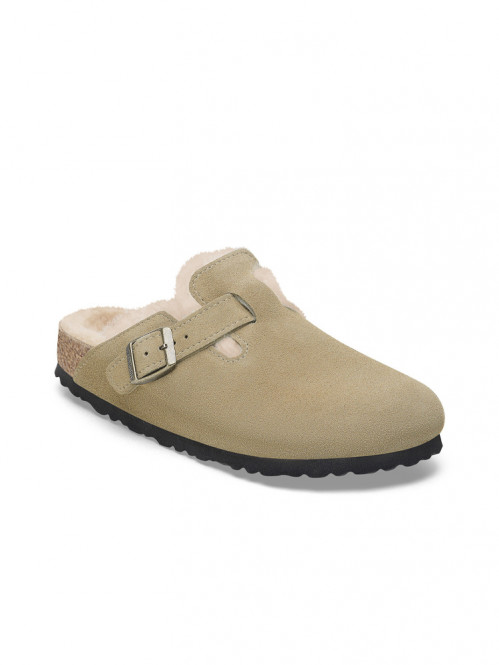 Boston shearling suede sandals taupe 