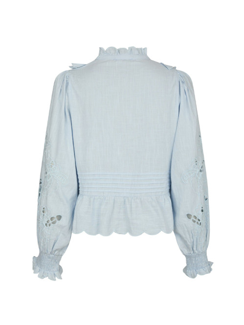 Petrine embroidery blouse light blue S