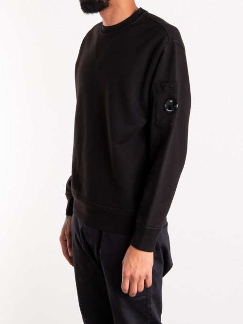 Cotton fleece crew neck black 