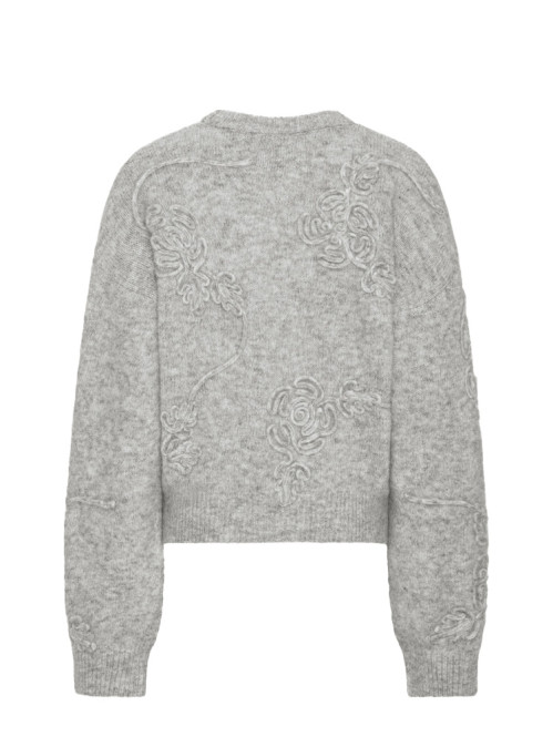 3d flower knit lt grey melange 