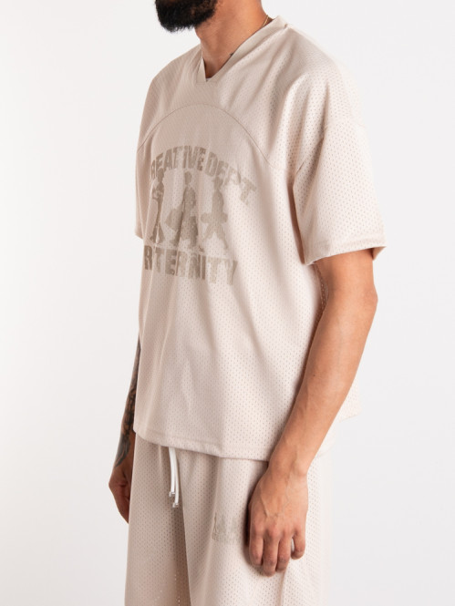 Creative dept logo mesh t-shirt cream 