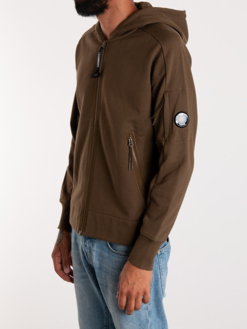 Diagonal raised fleece full zip ivy green 