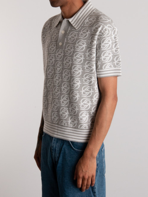 D mirror monogram knit polo shirt grey 