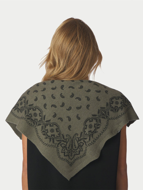 Adelina paisley knit scarf army OS