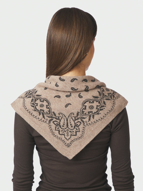 Adelina paisley knit scarf beige mel OS