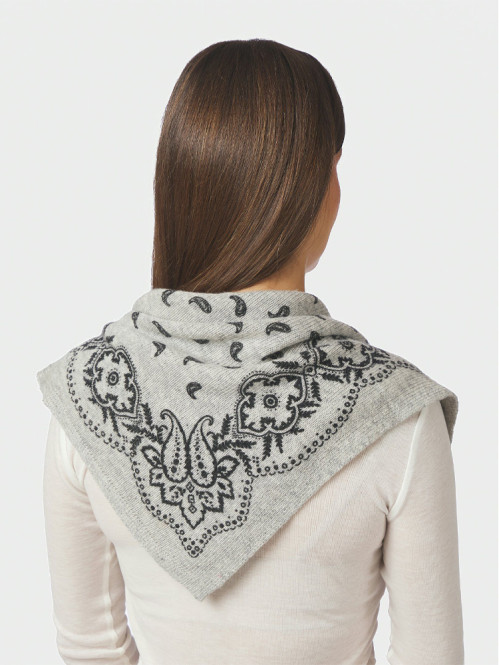 Adelina paisley knit scarf grey mel 