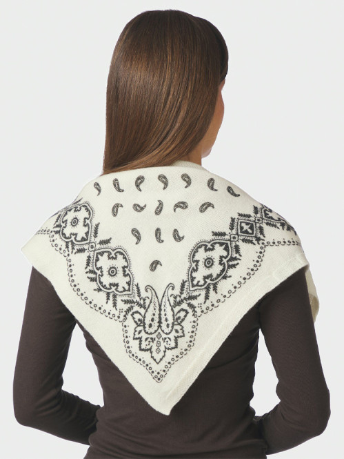 Adelina paisley knit scarf off white OS
