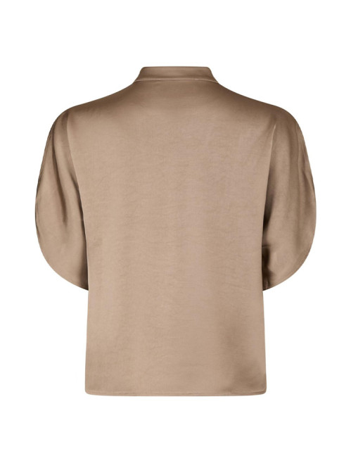 Anelle heavy sateen blouse dark taupe 
