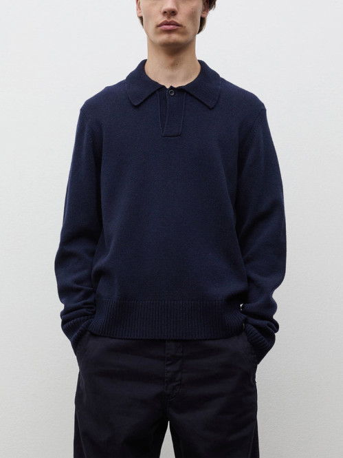 Anholt lambswool polo pullover dk navy 