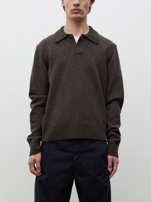 Anholt lambswool polo pullover brown 