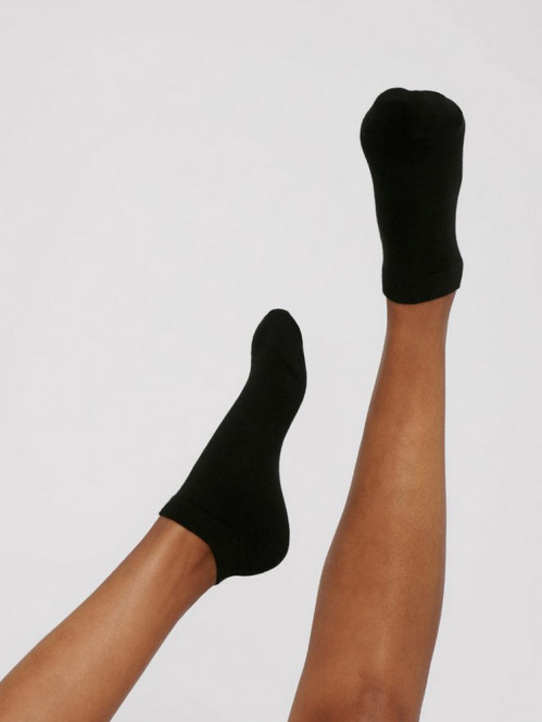 Organic cotton ankle socks 2-pack black 