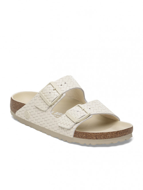 Arizona rivet logo sandals ecru woven 