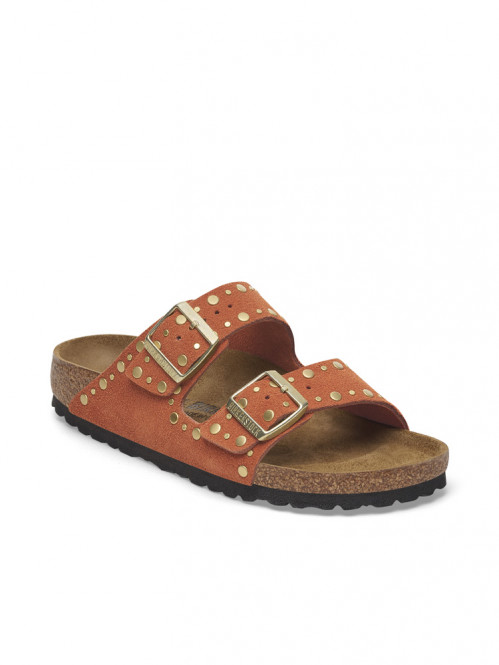 Arizona rivet border sandals dark rust 
