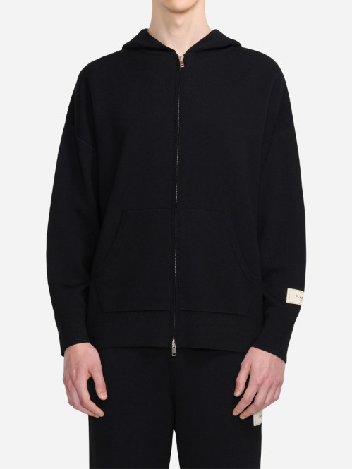 Atelier knit zip up hoodie black 