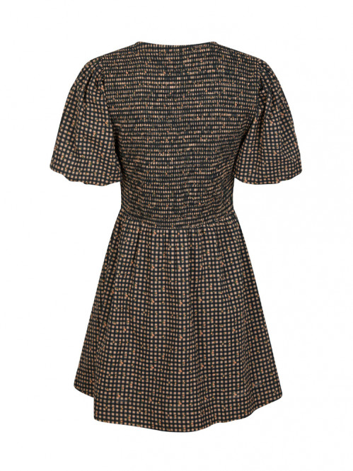 Auda check smock dress black L