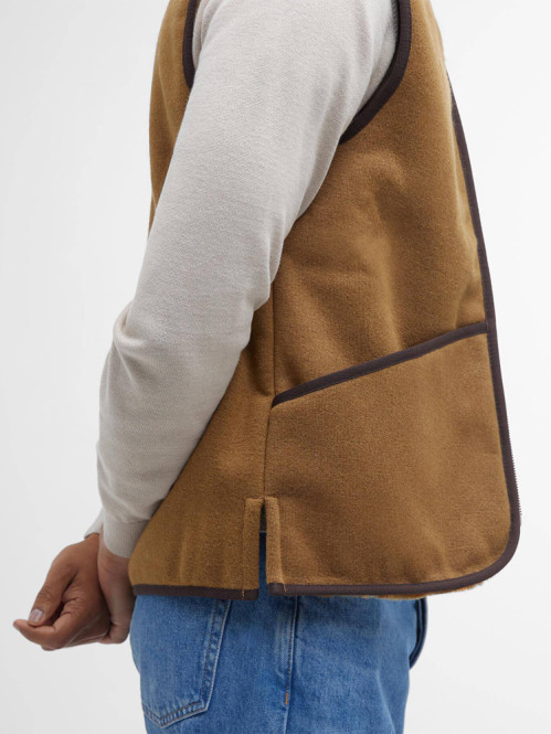 Barbour warm pile waistcoat zip brown 