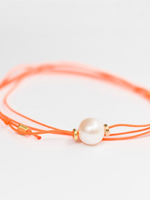 Big pearl necklace neon orange 
