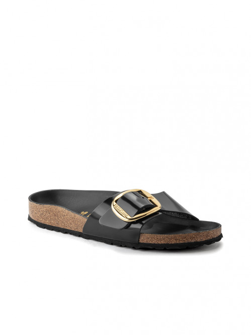 Madrid big buckle sandals black patent 