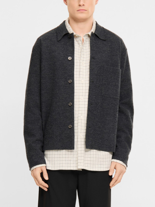 Boiled wool overshirt dk grey mel 