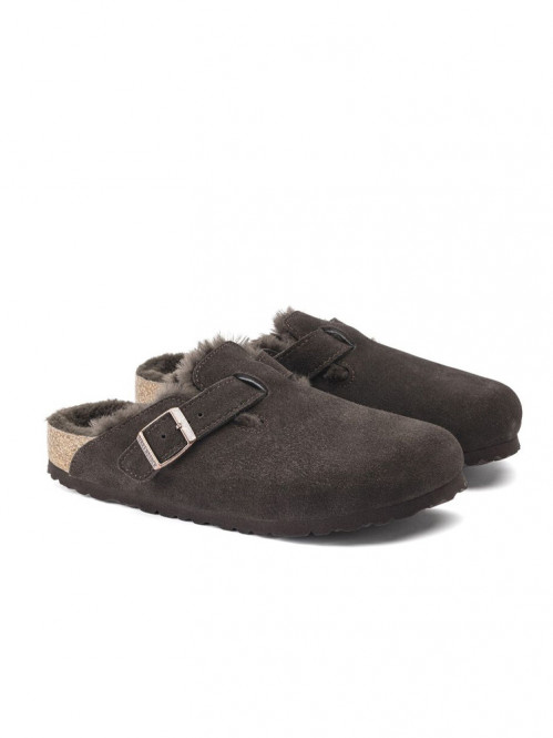 Boston shearling suede sandals mocca 