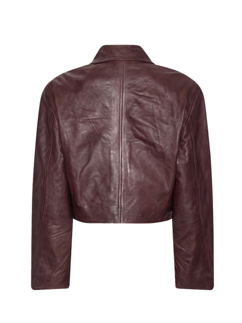 Boxy square leather jacket deep mahagony 